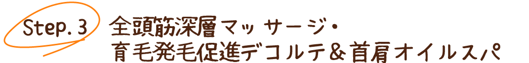 Step3 全頭筋深層マッサージ・育毛発毛促進デコルテ＆首肩オイルスパ