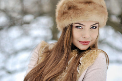 Beautiful girl in winter - close up