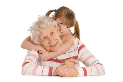 Elderly woman with the grand daughter