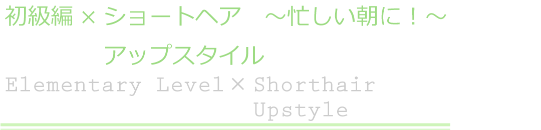 初級編×ショートヘア　アップスタイル