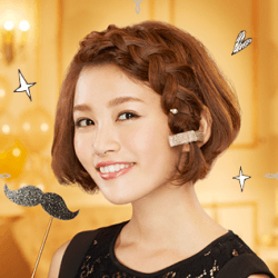 編み込み前髪でパーティーアレンジ ヘアアレンジ ショートヘア