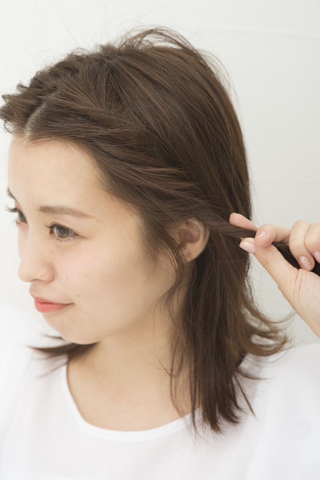 おしゃれサイドねじりピン ヘアレシピ 頭美人