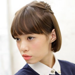 ボブの三つ編みアレンジ　ヘアアレンジ　ショートヘア