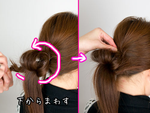 まとめ髪をねじって作るシニヨン風ヘアアレンジ5