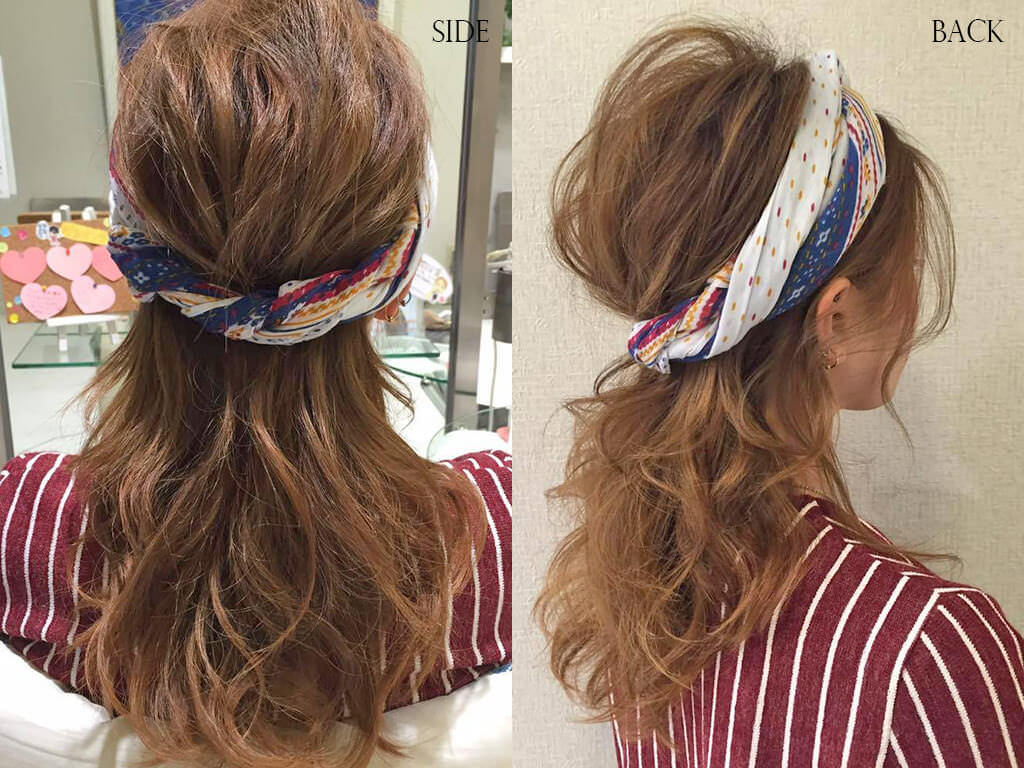 スカーフを使ったトレンドヘアアレンジ