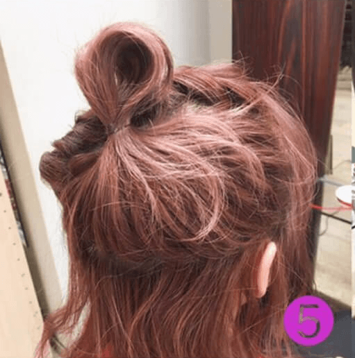 リボンとゴールドピンで出来る☆こなれパーティヘアアレンジ5