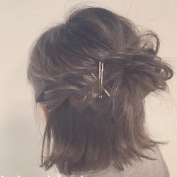 ボブ × ハーフアップお団子 × 外ハネ ヘアアレンジ ショートヘア