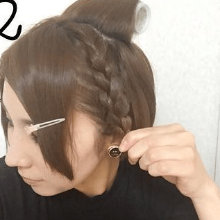 ショートヘアでも出来る！編み込みアレンジ2