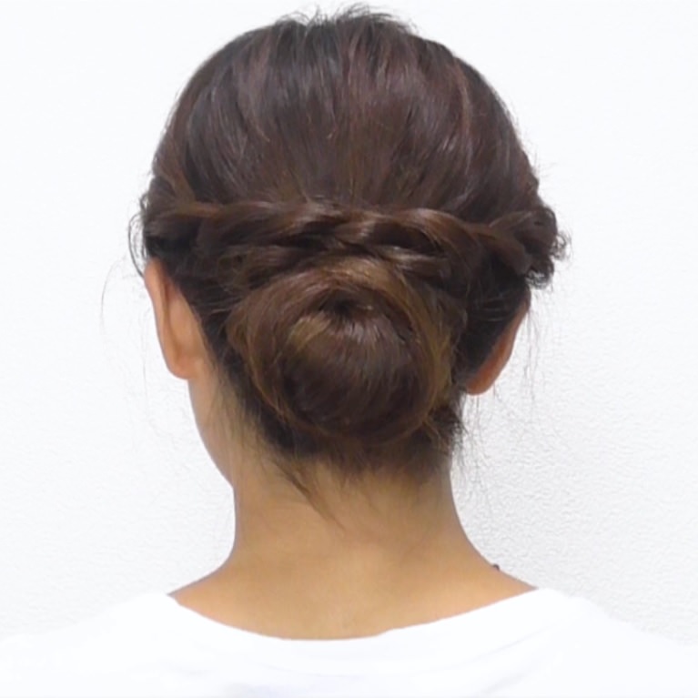 お団子×ロープ編み！華やかなオシャレまとめ髪☆完成