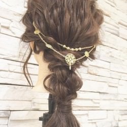 後ろ姿も可愛く☆バックカチューシャのロープ編みヘアTOP