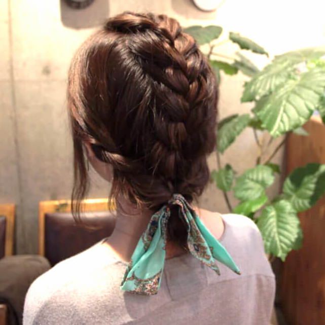 伸ばしかけの髪でも出来る編み込みアレンジ ヘアレシピ 頭美人