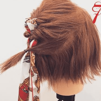 スカーフ×くるりんぱ☆おしゃれガールのボブヘアアレンジ7