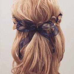 可愛すぎる!リボンで作るこなれハーフアップ ヘアアレンジ ロングヘア