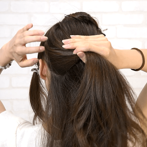 ロープ編みだけで驚きの華やかヘアに☆ゆるふわお団子アレンジ2