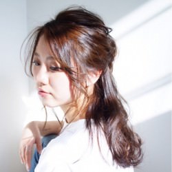 簡単ヌケ感ハーフアップ　ヘアアレンジ　ロングヘア
