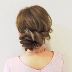 ねじり編みで☆涼しげお団子ヘア　ヘアアレンジ　ロングヘア