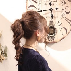 ゆるかわいい♡フィッシュボーンポニーテール　ヘアアレンジ　ロングヘア