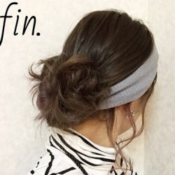 ターバンでおしゃれに☆簡単お団子ヘア　ヘアアレンジ　ミディアムヘア