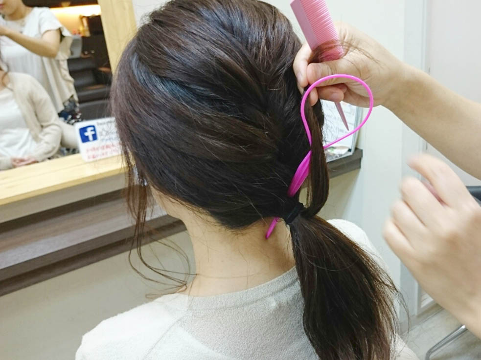 ポニーアレンジスティックで作るほっこり可愛いローポニテ4