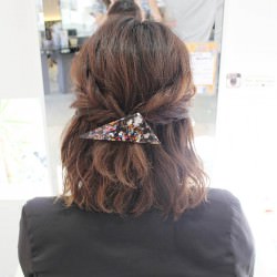 ゆるりんぱでフェミニンなハーフアップ♡　ヘアアレンジ　ショートヘア