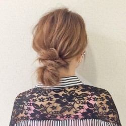 大人かわいい♡無造作お団子ヘア　ヘアアレンジ　ロングヘア