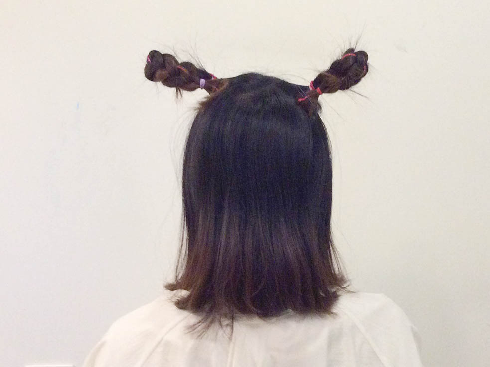 三つ編みで作るつのヘア ヘアレシピ 頭美人