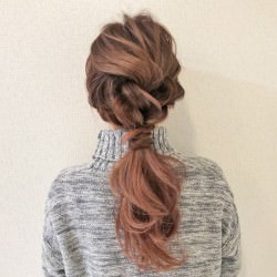ラフでおしゃれ♪ロープ編みヘアアレンジでつくる簡単ローポニテ　ヘアアレンジ　ロングヘア