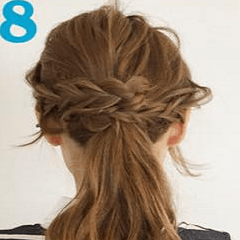 お上品三つ編みポニー　ヘアアレンジ　ロングヘア