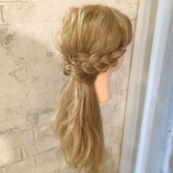 三つ編み×くるりんぱ♡お上品なローポニテアレンジ　ヘアアレンジ　ロングヘア