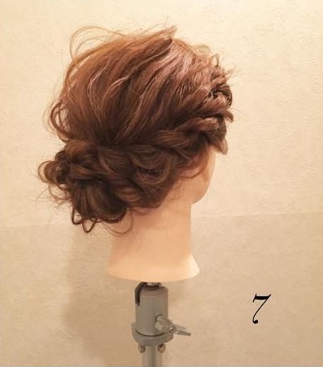 ロングヘアからボブヘアに！三つ編みくるくるアレンジ☆7