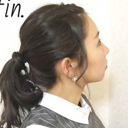 王道ポニーテール×知的なポンパドールアレンジ♪ ヘアアレンジ ミディアムヘア