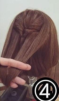 ボブヘアでも可愛くアレンジ☆くるりんぱハーフアップ4