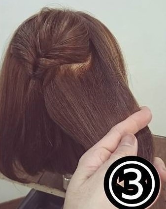 ボブヘアでも可愛くアレンジ☆くるりんぱハーフアップ3