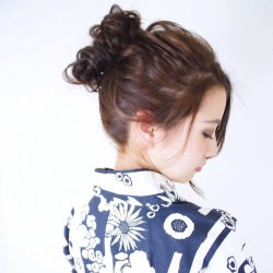 浴衣との相性抜群◎涼しげお団子ヘア ヘアアレンジ ロングヘア