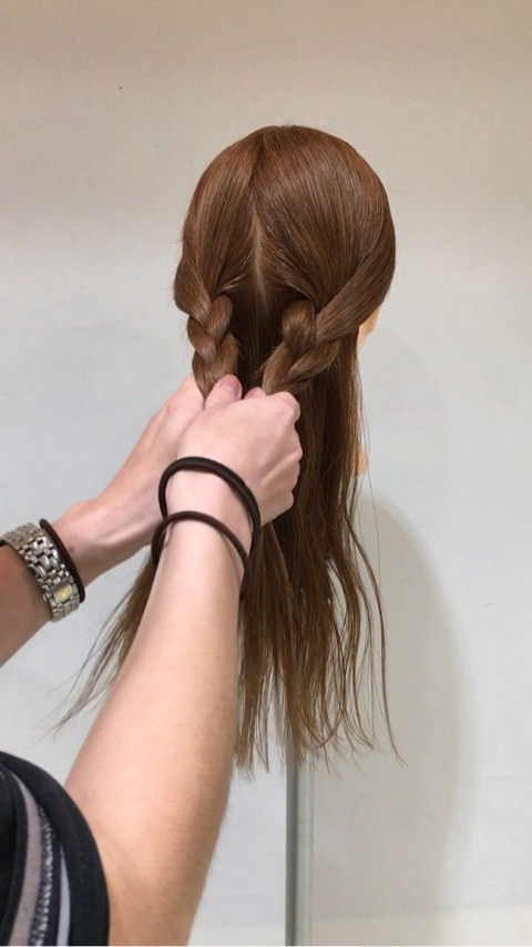 三つ編み×くるりんぱでボリューミーなハーフアップ♪2