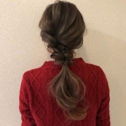 三つ編みをくるりんぱっ☆簡単おしゃれポニー　ヘアアレンジ　ロングヘア