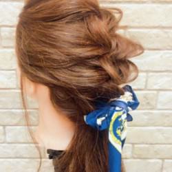 スカーフを使った大人の編み込みアレンジ♡　ヘアアレンジ　ロングヘア