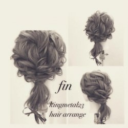 まるでブーケ✿ロープ編みで作るお呼ばれヘア ヘアアレンジ ミディアムヘア