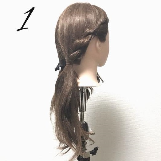 ガーリーかわいい♡カンタンねじりダウンアレンジ1