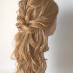 ゴムいらず！どんな場面でも使えるエレガントハーフアップ♪　ヘアアレンジ　ロングヘア