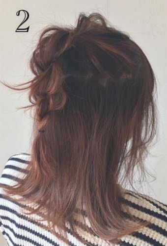 短いからこそ可愛い！ミディアムヘアのハーフアップ☆2