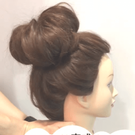 ダイソーのおだんごベースを使って作る ボリューミーお団子 ヘアレシピ 頭美人