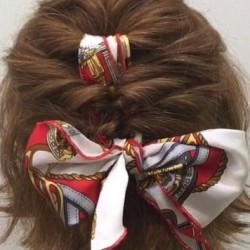 スカーフでおしゃれ度アップ☆ボブでもできるハーフアップアレンジ ヘアアレンジ ロングヘア