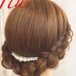 上品♪片編み込みのまとめ髪アレンジ ヘアアレンジ ロングヘア