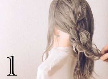 ほぼ巻かずに簡単ゆるふわ♡編み込みポニーテール1