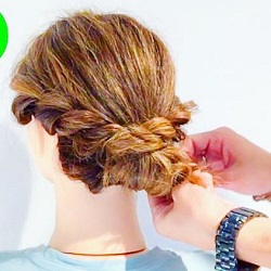 サイドが可愛い♪簡単シニヨンアレンジ ヘアアレンジ ミディアムヘア