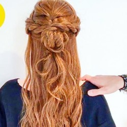 編み込み&ロープ巻きで女子力アップ♪　ヘアアレンジ　ロングヘア