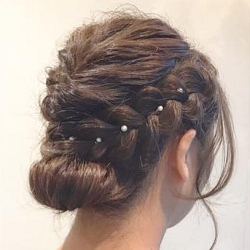 お呼ばれの王道系アレンジ☆パールアクセに合うギブソンタック ヘアアレンジ ロングヘア