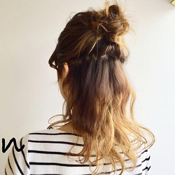 ボリューム感の調節可能！元気＋フェミニンなハーフアップお団子☆　ヘアアレンジ　ロングヘア