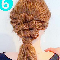 固結びでできちゃう!バックスタイルが可愛いシニヨンダウン ヘアアレンジ ロングヘア